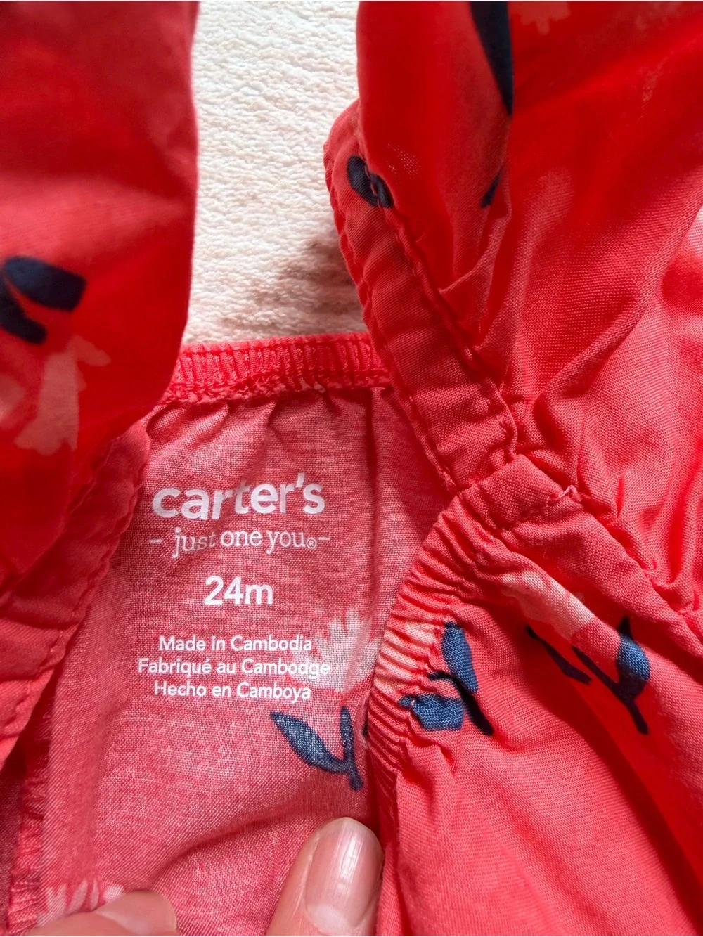 Carter's Coral Pink Floral One-Piece Bodysuit